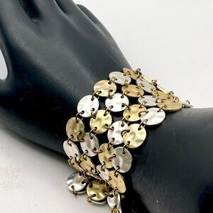 Vintage Chicos Matte Silver and Gold  Metallic Multi Strand Bracelet